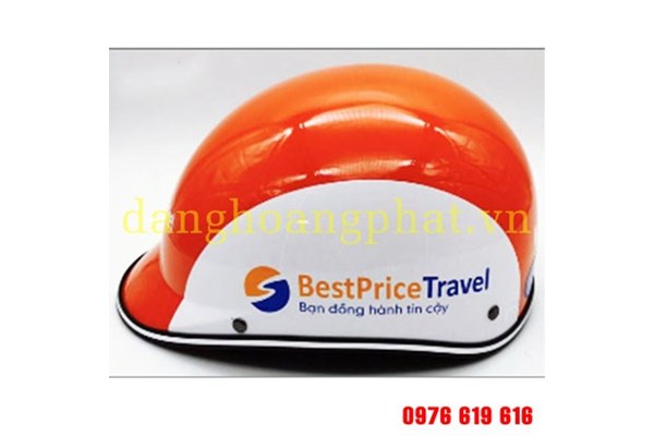 Mũ bảo hiểm in logo quảng cáo dịch vụ du lịch